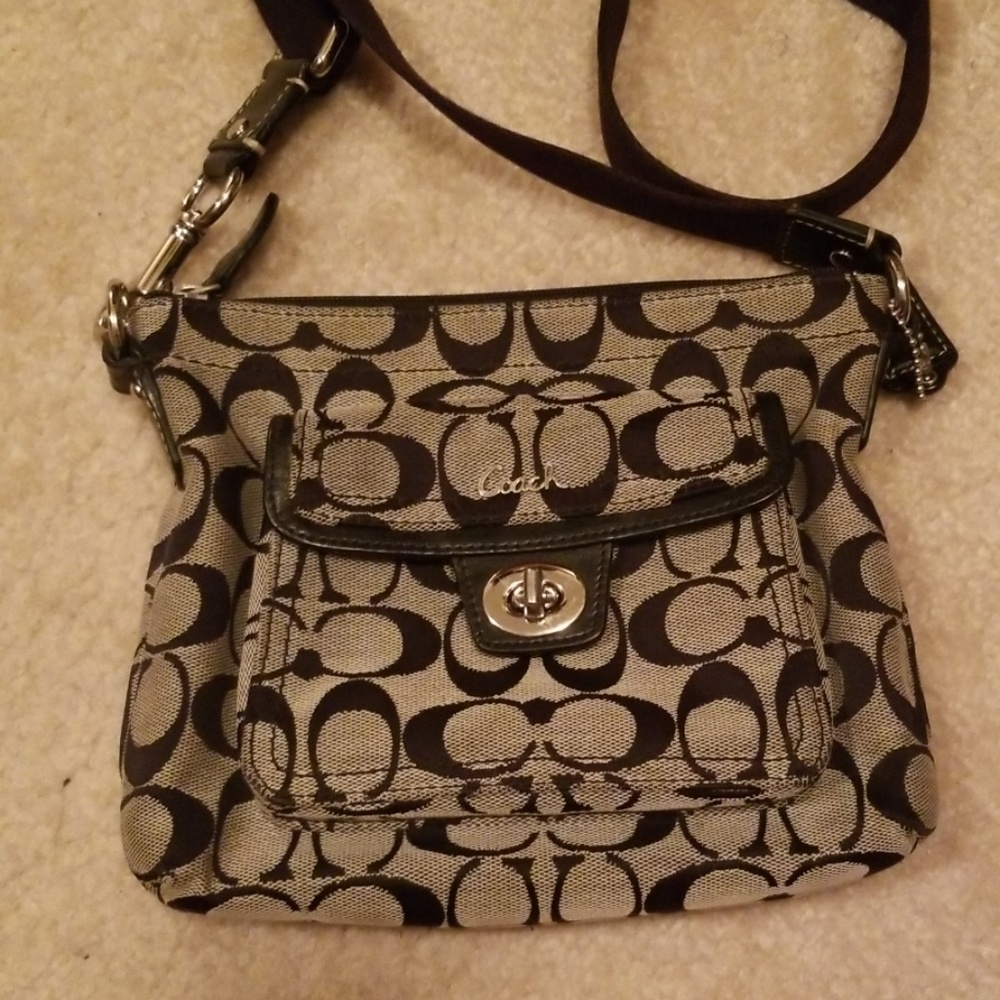 Small Coach Signature fabric crossbody